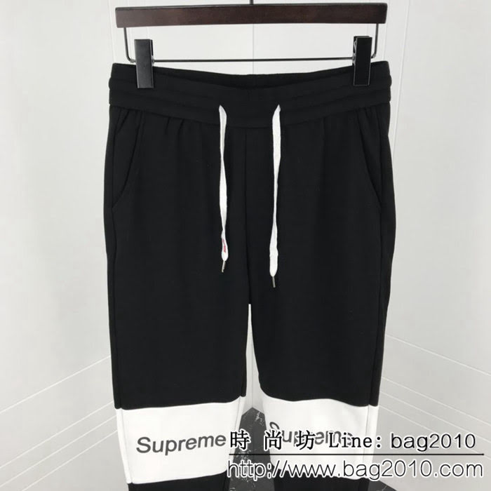 SUPREME 18FW秋冬新款 黑白拼接印花 百搭款 純棉衛褲  ydi1504